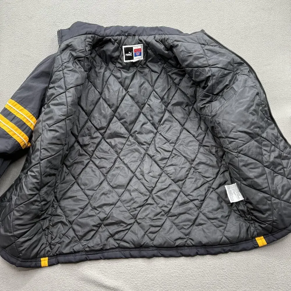 Vintage Pittsburgh Steelers Jacket Youth XL 18-20 Black NFL‎ Football Puma